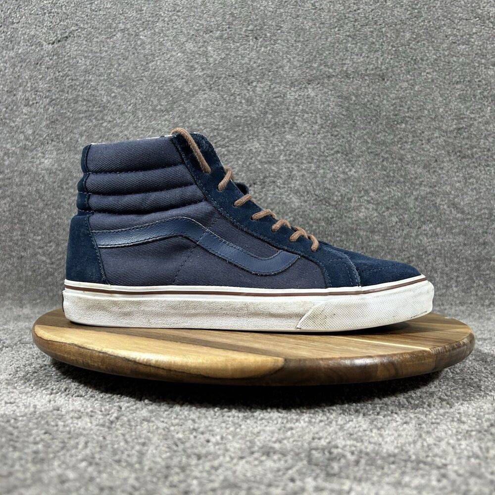 VANS SK8-HI Mens Sz 8.5 Women’s Sz 10 Navy Blue Suede Skate Athletic Shoes Used